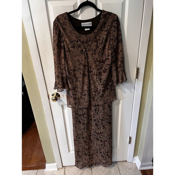 Jessica Howard Dress Womens Sz 12 mock Tunic Maxi Sheath USA Vintage y2k Formal - Picture 9 of 9